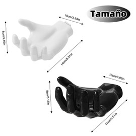 2 piezas Soporte de mano con gancho de resina: Cuelga de auricular, ropa, bolsas, llaves, jabones y más. ¡También es perfecto como decoración de pared o como una pieza de arte! (Negro + Blanco)
