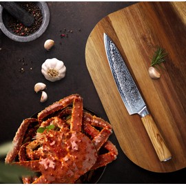 Wakoli Oribu I Main knife 20 cm I blade 67 layer I Professional olive wood handle kitchen knife