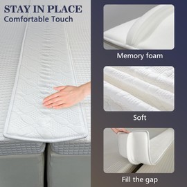 Asatdd Bed Bridge Twin Size to King Size Bed, Memory Foam Waterproof Mattress Gap Filler, Twin Size to King Size Bed Converter, 75" x 12"