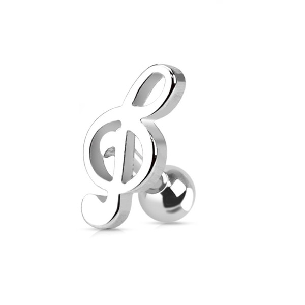 16GA Stainless Steel Treble Clef Music Note Tragus Cartilage Helix