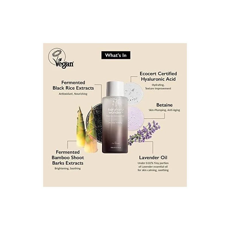 Haruharu Wonder Tóner Hialurónico De Arroz Negro 300 Ml