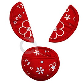Belts Pads Shoulder Strap & Crotch Cover Universal Fits Most Buggy, Stroller. car seat Straps P067-red