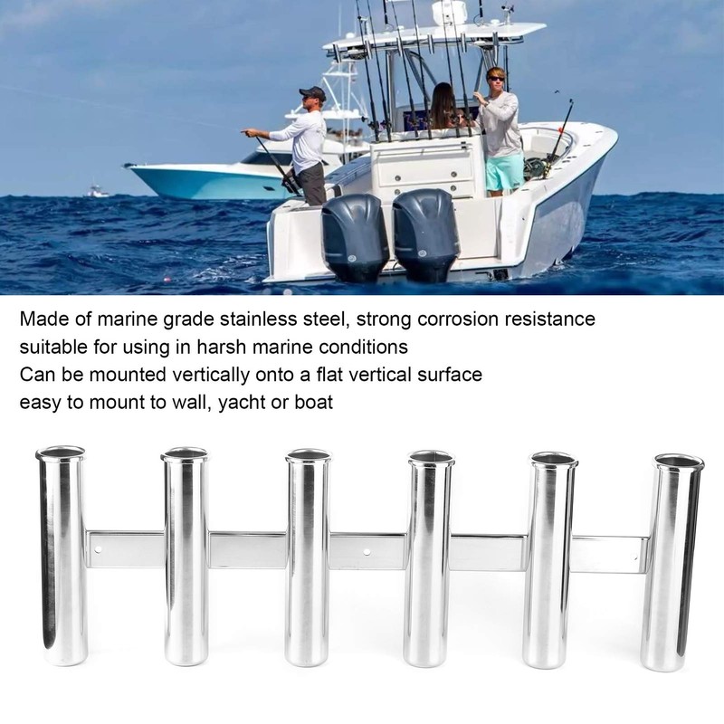 Fishing Rod Holder 6 Tubes Stainless Steel for Boats Yacht,