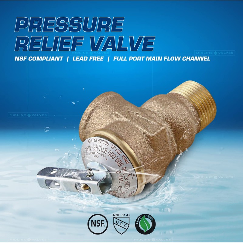 Midline Valve GUHW-QSW256 Pressure Relief Valve for Tankless Water Heater,