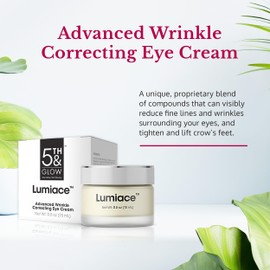 5th & Glow Lumiace Eye Wrinkle Cream for Women, Eye Firming Cream for Sagging Skin and Crows Feet, Under Eye Cream for Puffiness and Bags, Reduces the Appearance of Fine Lines and Wrinkles, 0.5 oz