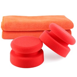 Auto Profi Handpolierschwamm, SPTA 2Pcs Auto Hand Polierschwamm 100 * 100mm polierschwämme pad 2Pcs Auto Mikrofasertuch-Trockentuch Reinigungstuchpolierset