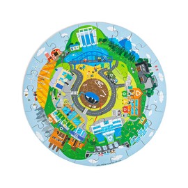 Bigjigs Toys Recycling Circular Floor Puzzle - 50 Piece (39.4cm x 39.4cm) Floor Puzzle for 3 4 5 year olds with Recycling & Renewable Energy Source Facts, Jigsaw Puzzles For Kids