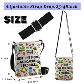 PLITI Geocaching Gift Treasure Hunter Gift Geocache Lover Gift Just One More Geocache I Promise Geocacher Crossbody Bag, More Geocache Cbagu