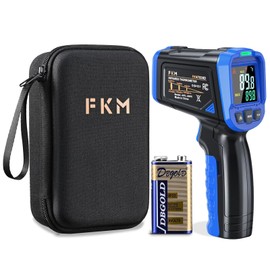 FKM Laser Thermometer Gun -58°F~1112°F(-50°C~600°C),Non Contact Infrared Thermometer Gun for Industrial,Engine,HVAC,Kitchen Cooking,Digital Temperature Gun Adjustable Emissivity,Not for Human