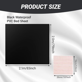 Waterproof Bed Sheet,Plastic Bed Sheets for Bed Wetting,Oil and Dirt Resistant,Easy to Clean,Foldable,for Massage Spa Bed,with 1 Absorbent Cloth(Black 2×2.1m)