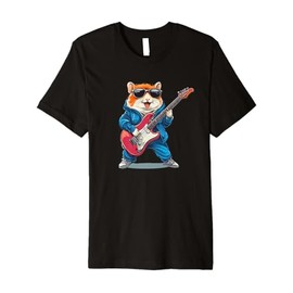 Awesome Rockstar Hamster with Electric Guitar Outfit Premium T-Shirt