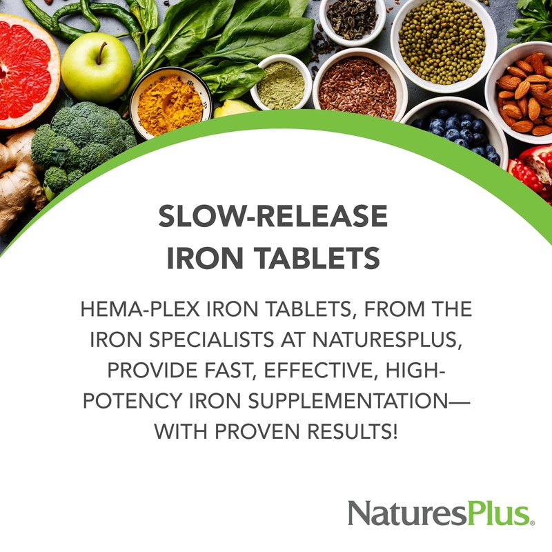 NaturesPlus Hema-Plex Iron - 30 Slow-Release Tablets - 85 mg
