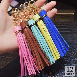 Plus Nao Bag Charm, Bag Accessories, Key Chain, Tassel, Fringe, Leather-like, Nascan Included, Stylish, Cute, orange