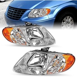 Headlight Assembly Fit for 2001-2007 Dodge Grand Caravan / 2001-2007 Chrysler Town and Country Halogen Headlamp Not for Long 119" Wheelbase