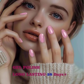 FQV Nail Gel Polish,15ml pale Purplish pink，Natural Color Gel Nail Polish Pale Pink Pastel Nail Gel Salon Quality Pink Gel Nail Polish UV Light Curing, DIY At Home Salon Nails