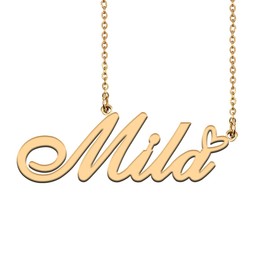HUAN XUN Customized Nameplate Necklace Charm Jewelry for Mom Mila