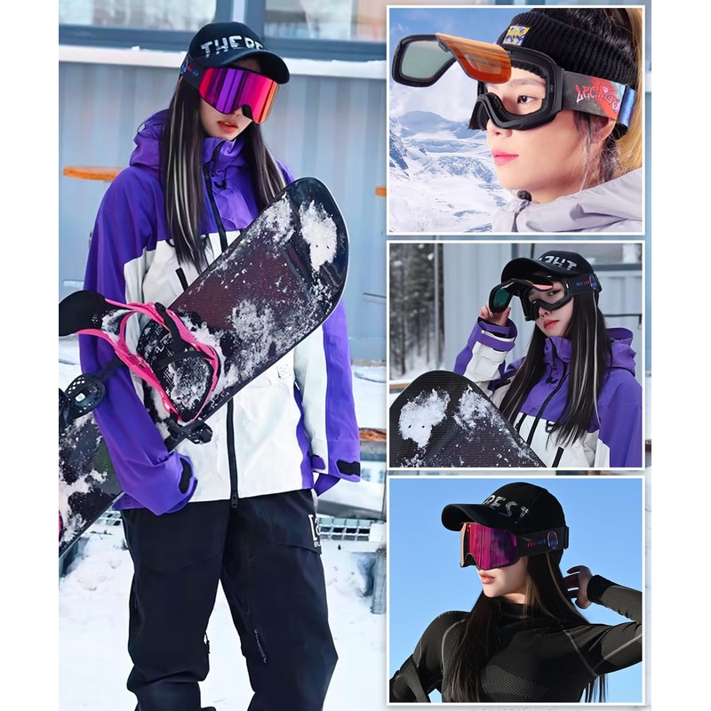 LECAGE Frameless Flip-Up Ski Goggles, Anti Fog Snow Goggles with