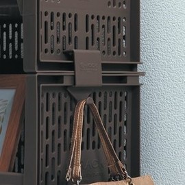 SankoPlastic 428783 Hook E-Rack, Fall Prevention, Brown, 2 Pieces, Made in Japan, Stacking, Fixed, Organization, Space, Effective Use, Simple