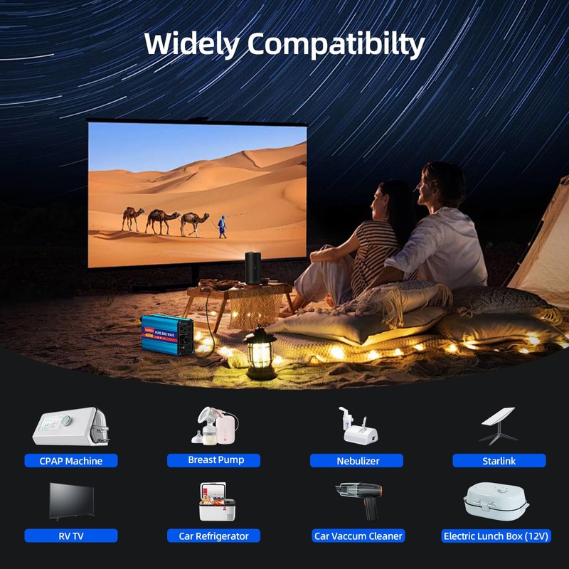 400W Pure Sine Wave Power Inverter 12V DC to 110V