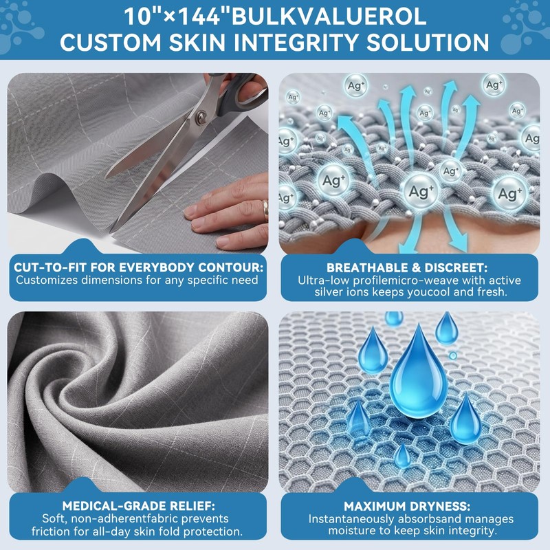 Moisture Wicking Fabric Roll with Silver Ions 10"x144", Breathable &