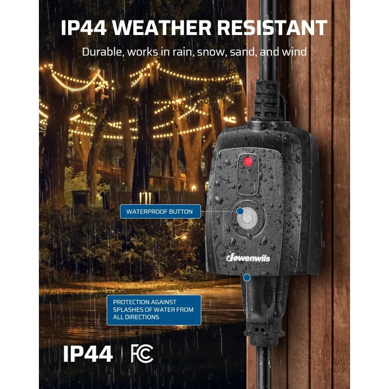 DEWENWILS Outdoor Dimmer for String Lights with Remote Waterproof Plug-in