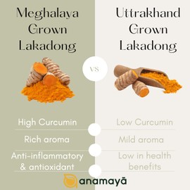 Lakadong Turmeric Powder from Shillong Meghalaya India by Anamaya Spices | High curcumin content 7 to 9% | 100 gms | Packed in a reusable jar | 100% Natural