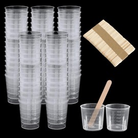 Messbecher Klein 30ml Kunststoff 50 Stk Mini Mischbecher ml Kleiner Messbecher Farbmischbecher mit 50 Stk Holzstäbchen für Mischen Farben Epoxiden