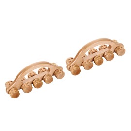 Ipetboom 2pcs Handheld Massage Roller Ball Wooden Neck Massager Heat Roller Massager for Muscle Relaxation for Home Travel