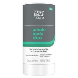 Dove Men + Care Desodorante En Barra Dove Men+Care Whole Body Deo Sin Aluminio Con Aloe Y Bambú Que Ayuda A Evitar Las Rozaduras. Adecuado Para Axilas, Zonas Íntimas Y Pies, 2, 2,6 Onzas (Paquete De