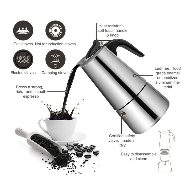 Eagle Beak Design Moka Pot Portable Stainless Steel Coffee Pot