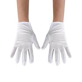 SYAYA White Dress Gloves, Uniform & Parade Costume Gloves for Serving Attire, Coin, Jewelry & Silver Inspection U6-S-HG (3, White, Adult)
