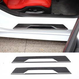 autopart2021 Carbon Fiber Interior Door Sill Trim Stickers Cover Fits For Corvette C8 2020-25