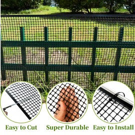 PotatoLife Plastic Wire Mesh Fence, Balcony Fence for Baby and Pets, Safety Fence, Stair Protector, Poultry, Garden, Tree Support, Durable Material, Free Zip Ties (Black, 15.7'' x 20')