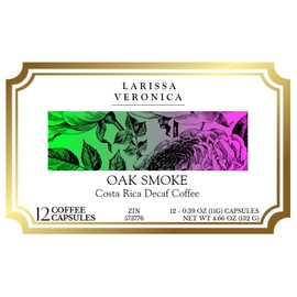 Oak Smoke Costa Rica Decaf Coffee (Single Serve K-Cup Pods) (Gourmet, Naturally Flavored, Whole Coffee Beans) (12 pods, ZIN: 573776) - 3 Pack
