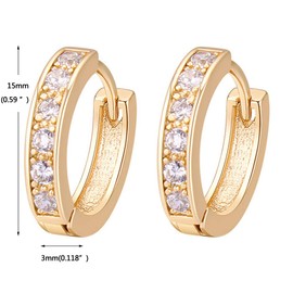 18K Oro Blanco Chapado Aretes con Diamante con Zirconia Cúbica, Pendientes de Aro, Hoop Earrings para Mujeres (Oro)