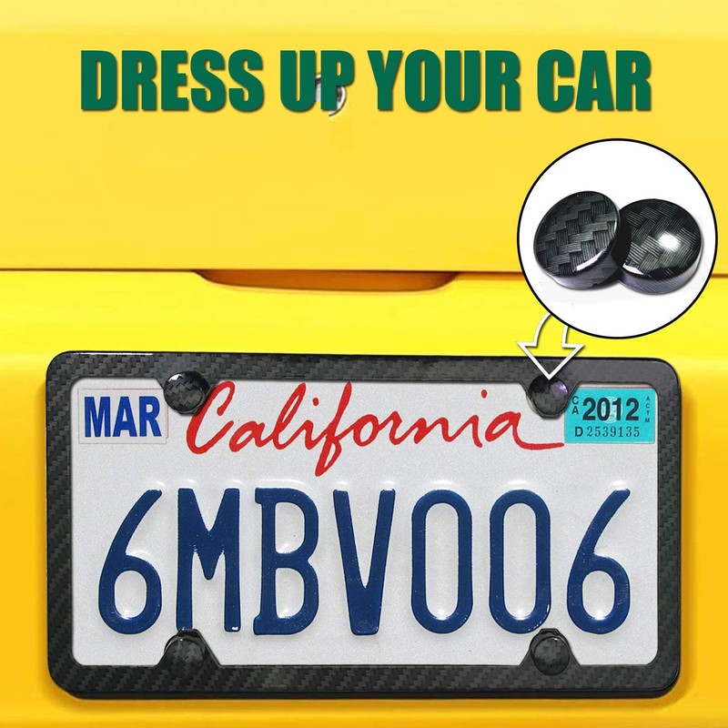 License Plate Screws -Carbon Fiber Pattern Printing, Plastic License Plate