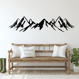 GRAZDesign Wall Tattoo Mountains, Camping, Camper, Travel Sticker for Living Room, Hallway, Bedroom, Motorhome, Indoor and Outdoor Use, 169 x 40 cm, Black
