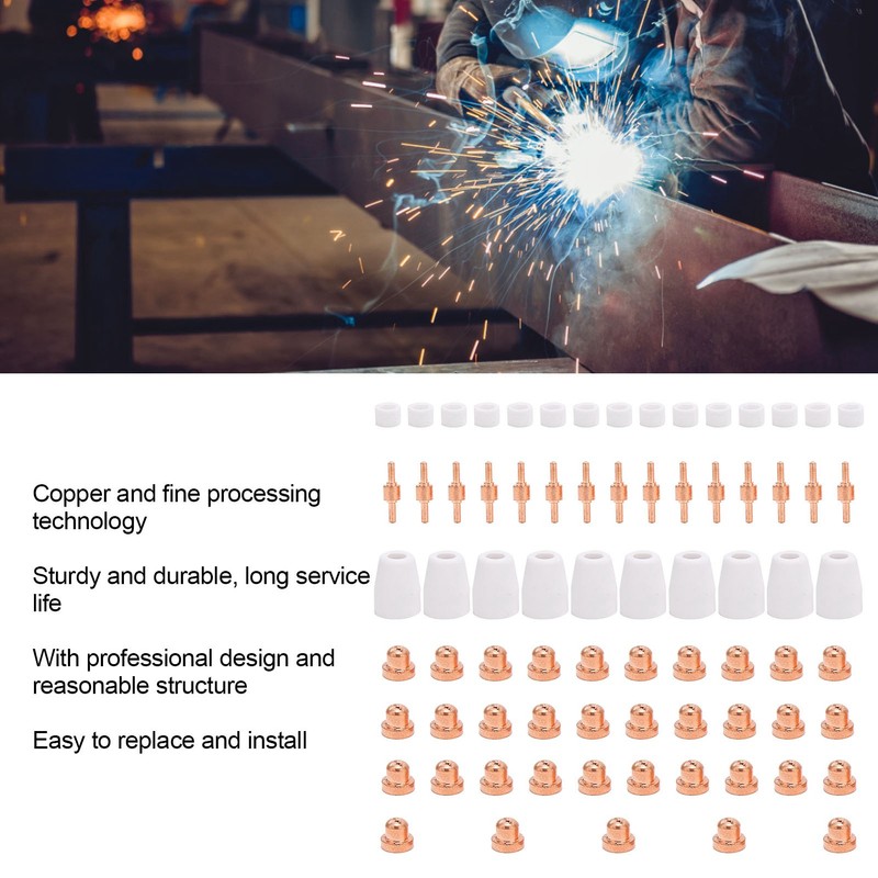 Electrode Nozzles Cups Kit Short PT‑31 Copper Consumables Welding Machine