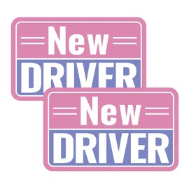 FOWEROTY New Driver Sticker Magnet, Student Driver Sticker Magnet for Car, Car Decals - Essential for Student Motorists, 5.71"*3.54" - Golden Ratio Dimension, 2pcs（New-Pink/Purple）