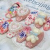 Teddy bear handmade nail tips - Coffin Egg / 테디