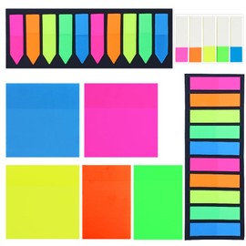 750 Sheets Transparent Sticky Notes, 3 inch Waterproof Clear Memo Pad, Writable Index Tabs Sticky Notes Tabs for Office & School Supplies (Fluorescent Color)