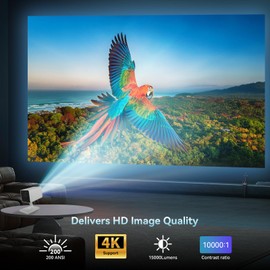 Mini Beamer Unterstützt 4K 1080P, Mini Projektor mit WiFi 6 und Bluetooth 5.4, Tragbarer Projektor mit Auto Keystone, 200-Zoll-Bildschirm, Smarter Beamer, kompatibel mit Laptops, Smartphone und TV