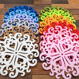 Summer-Ray 12pcs Laser Cut Multicolor Felt Coaster 4 inch Size Unique Home/Kitchen Decoration