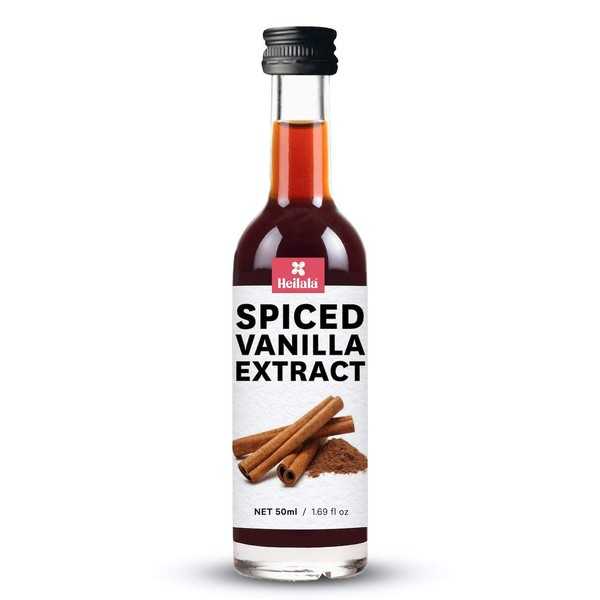 Cinnamon and Mixed Spice Extract - Heilala Pure Vanilla Extract with Cinnamon, Ginger and Clove, Using Hand-Selected Vanilla Beans from Polynesia, Sugar Free, Gourmet Vanilla for Baking, 1.69 fl oz