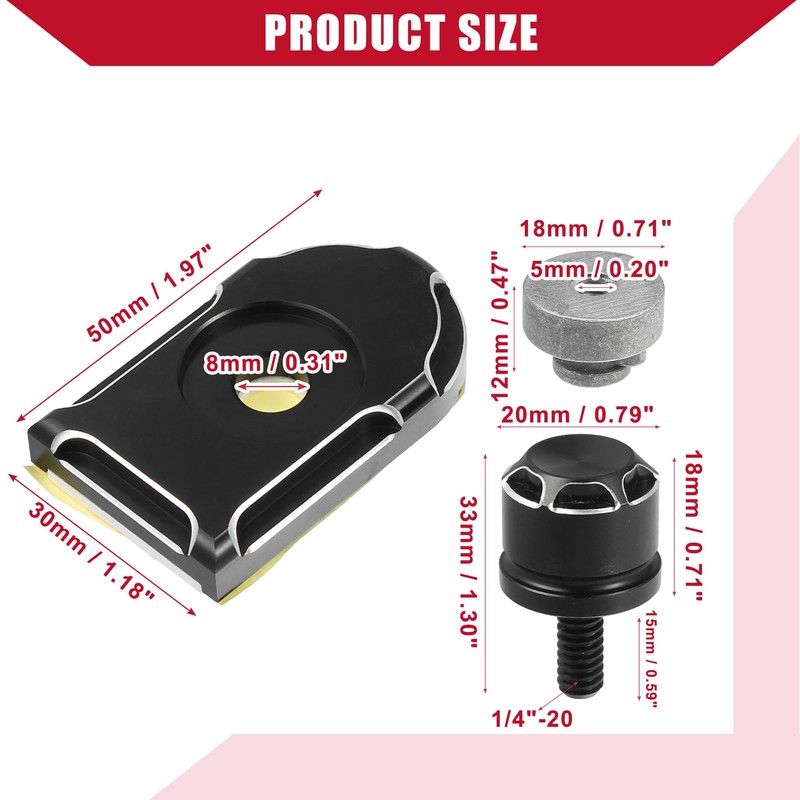 Hihaha Motorcycle Seat Bolt Screw with Cover Nut for Harley/Rear