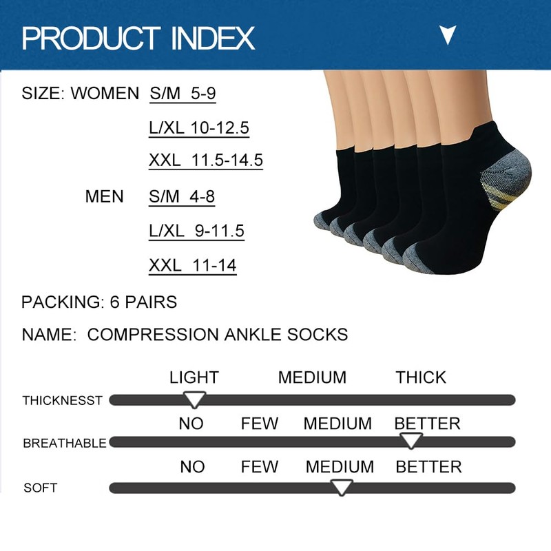 Sooverki Copper Plantar Fasciitis Running Compression Socks for Men &