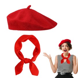LIURFLNC Beret Hat Women's Neckerchief Women's Beret Hat Men Red Scarf Classic Artist Barrett Bandana Neckerchief Headscarf Elegant Scarf Gift for Women, red