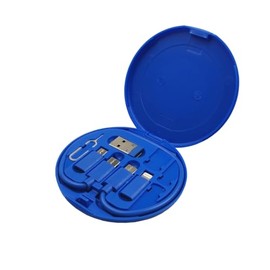 ZALUJMUS Multifunctional Data Cable Storage Box Adaptor for USB-C and Micro-USB Devices Universal Data Transfer Cable (Blue2)