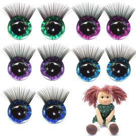 LOREC Pack of 10 Glitter Safety Eyes 20 mm Doll Eyes with Eyelashes Plastic Safety Eyes for Crochet Animals with Washers Button Eyes for Crochet Animals, Doll Making, Stuffed Animals