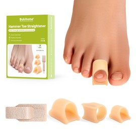 Bukihome Hammertoe Corrector - 12 Count Gel Toe Straighteners and 2 Count Broken Toe Wrap - Realign Bent, Curled, Crooked, Claw, Hammer Toes - Toe Corrector Splint for Men and Women, 4 Different Sizes